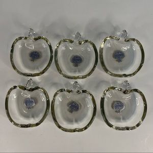 Set of 6 Hazel Atlas Orchard Crystal Apple Shape Fruit/Dessert Bowls
